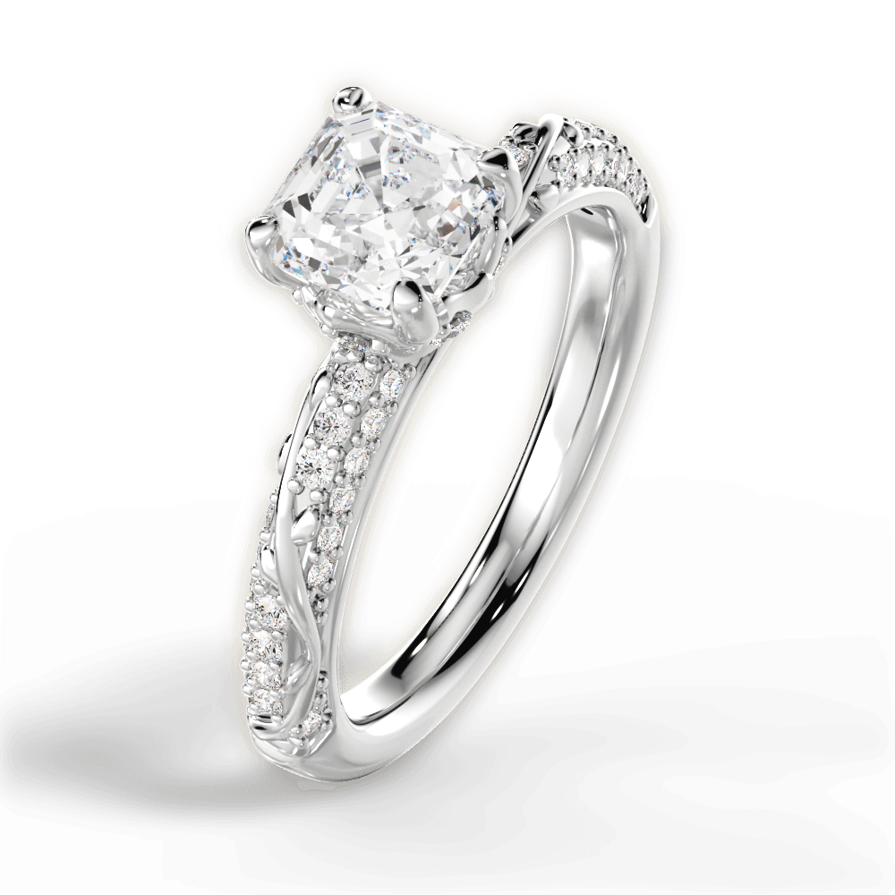Josephine Asscher Cut Lab Grown Diamond Platinum Engagement Ring - View 3
