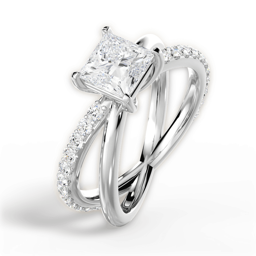 Jennifer Princess Cut Lab Grown Diamond 14Kt White Gold Engagement Ring - View 2