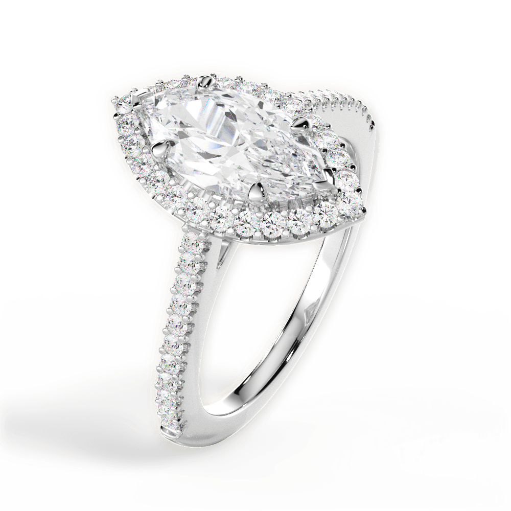 Jeanne Marquise Cut Lab Grown Diamond Platinum Engagement Ring - View 3