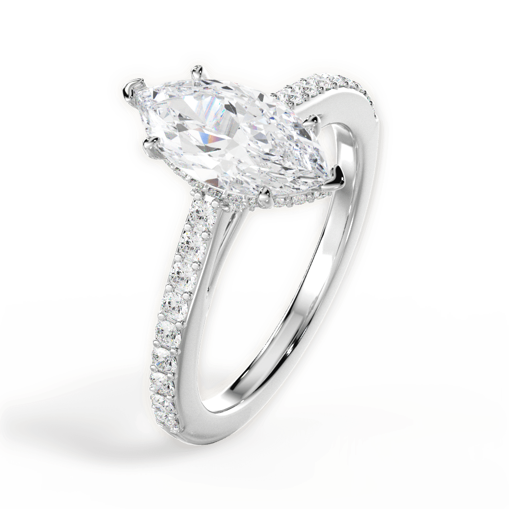 Joan Marquise Cut Lab Grown Diamond 18Kt White Gold Engagement Ring - View 2