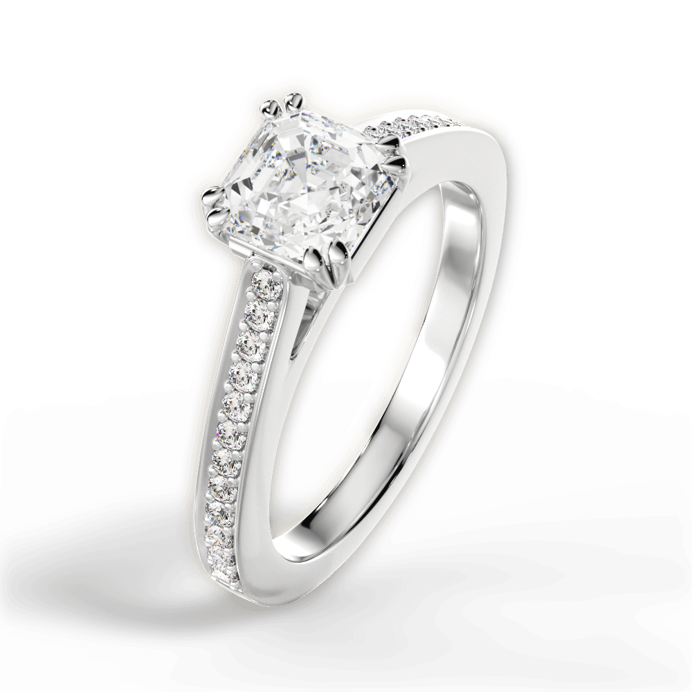 Denise Asscher Cut Lab Grown Diamond Platinum Engagement Ring - View 3