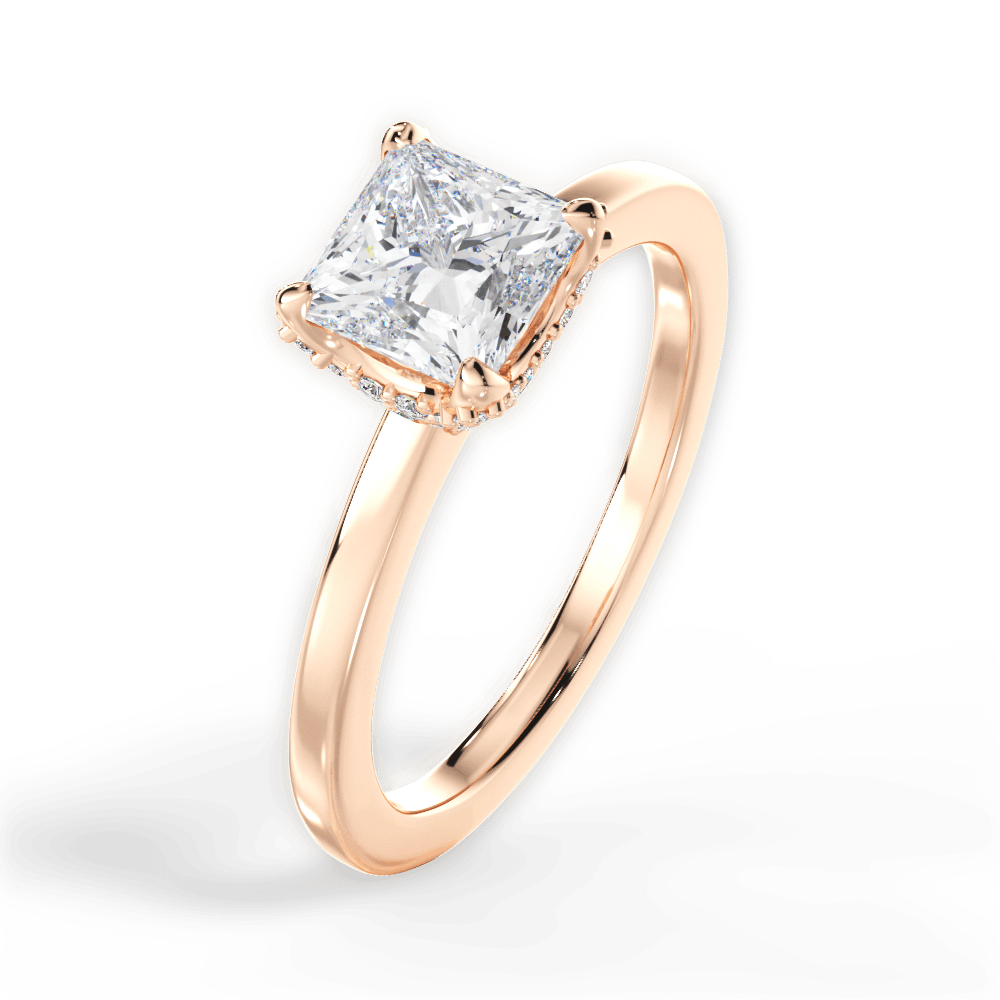 Gemma Princess Cut Lab Grown Diamond 18Kt Rose Gold Engagement Ring - View 3