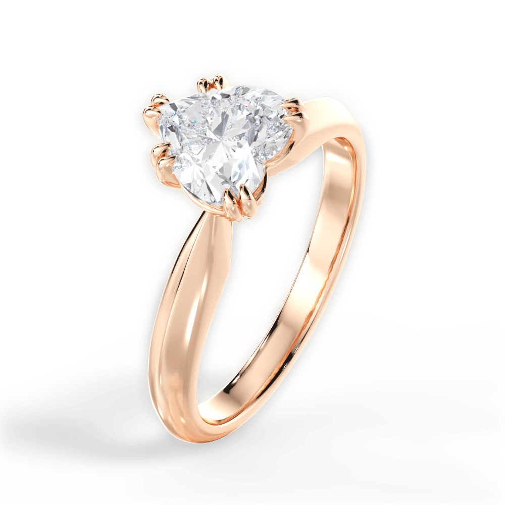 Claudia Heart Cut Lab Grown Diamond 18Kt Rose Gold Engagement Ring - View 2