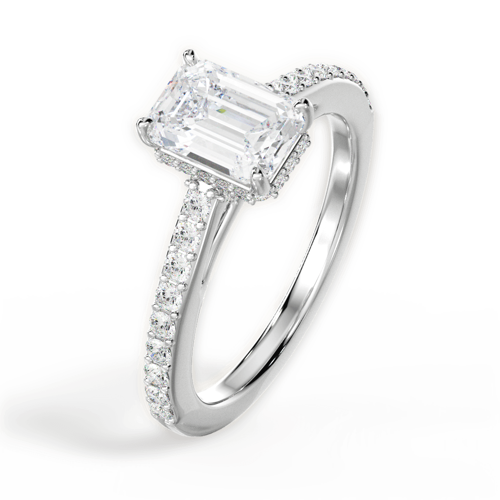 Joan Emerald Cut Lab Grown Diamond Platinum Engagement Ring - View 3