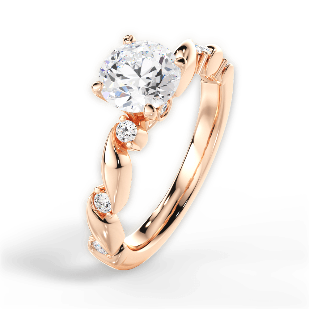 Emma Round Cut Lab Grown Diamond 18Kt Rose Gold Engagement Ring - View 3