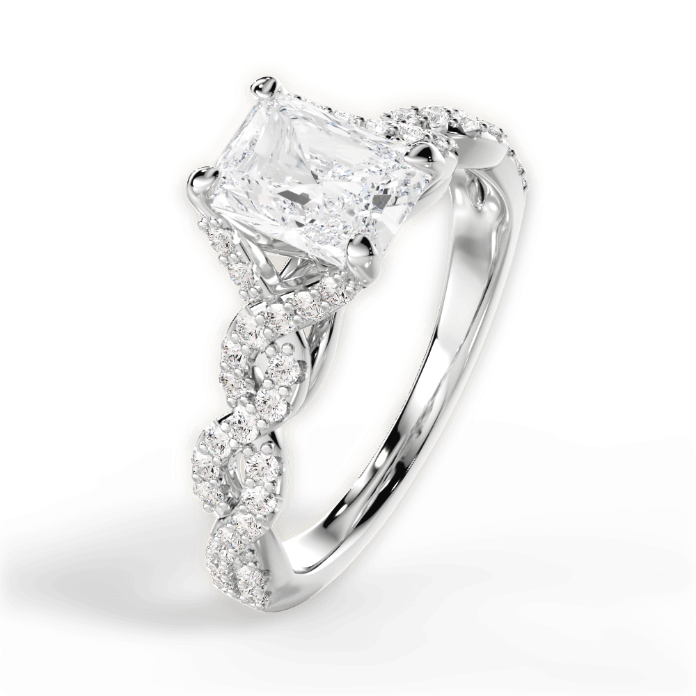 Justine Radiant Cut Lab Grown Diamond Platinum Engagement Ring - View 4
