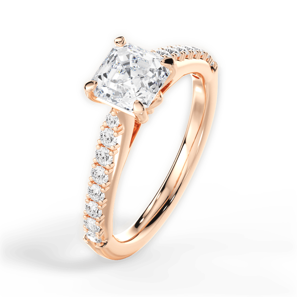 Elizabeth Asscher Cut Lab Grown Diamond 18Kt Rose Gold Engagement Ring - View 3