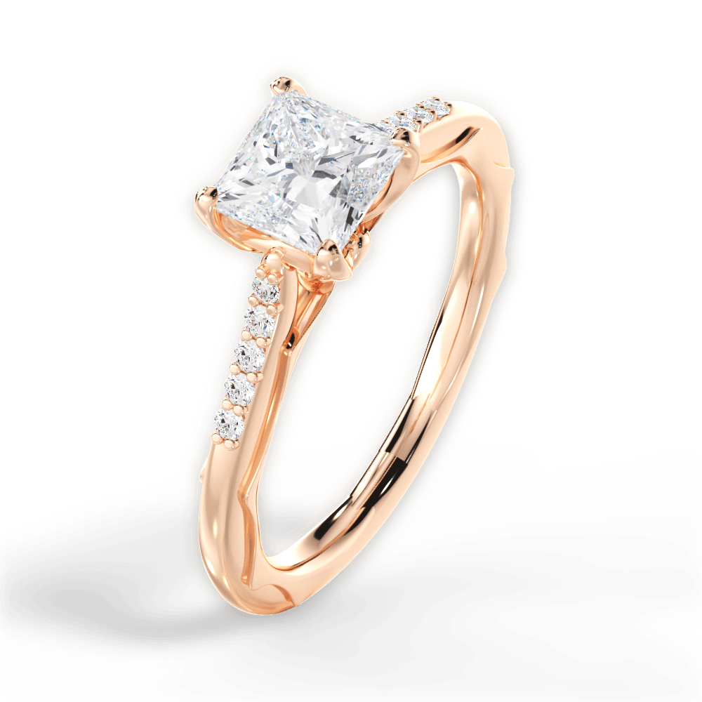 Christina Princess Cut Lab Grown Diamond 18Kt Rose Gold Engagement Ring - View 4