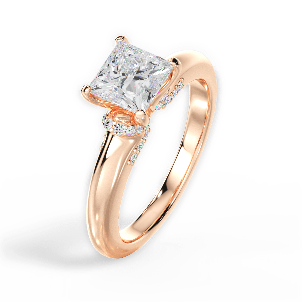 Florence Princess Cut Lab Grown Diamond 18Kt Rose Gold Engagement Ring - View 2