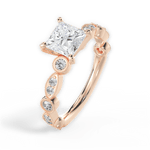 Edith Princess Cut Lab Grown Diamond 18Kt Rose Gold Engagement Ring - View 3
