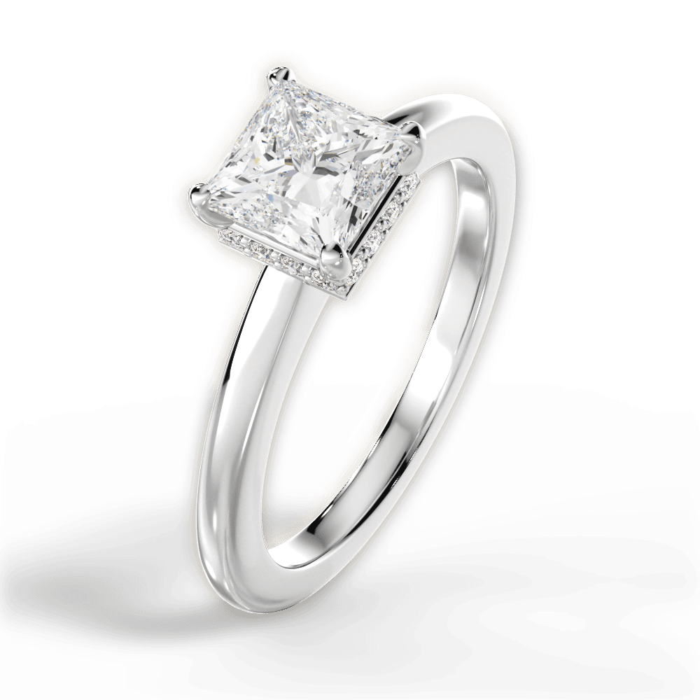 Brianna Princess Cut Lab Grown Diamond 18Kt White Gold Engagement Ring - View 3