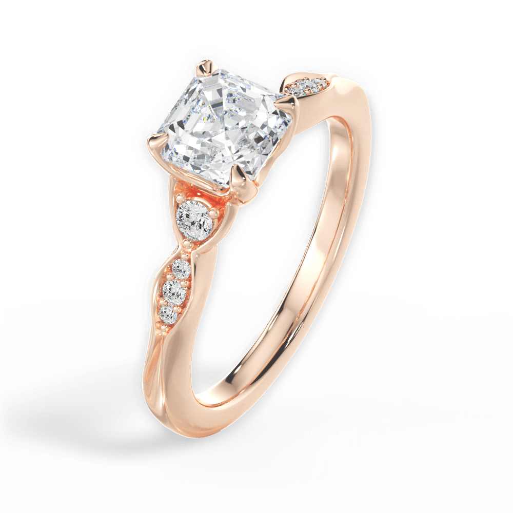 Cassie Asscher Cut Lab Grown Diamond 18Kt Rose Gold Engagement Ring - View 4
