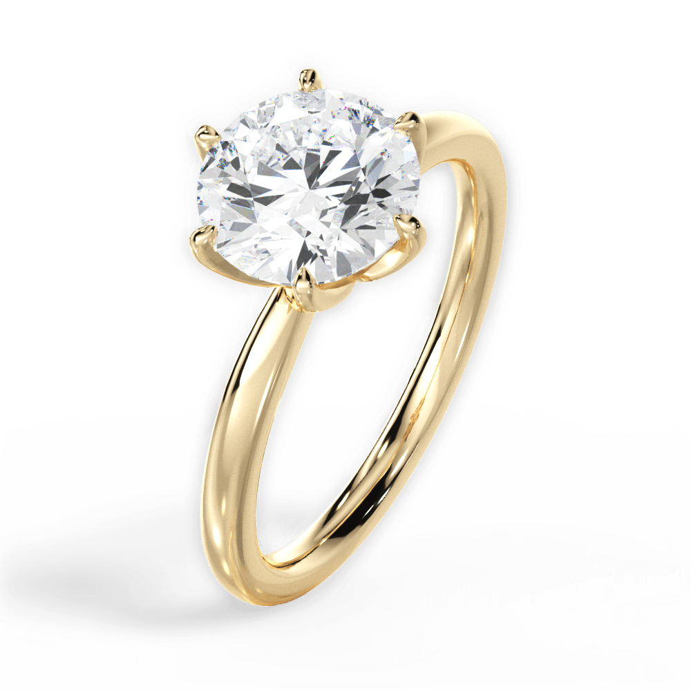 Angelica Round Cut Lab Grown Diamond 18Kt Yellow Gold Engagement Ring - View 3