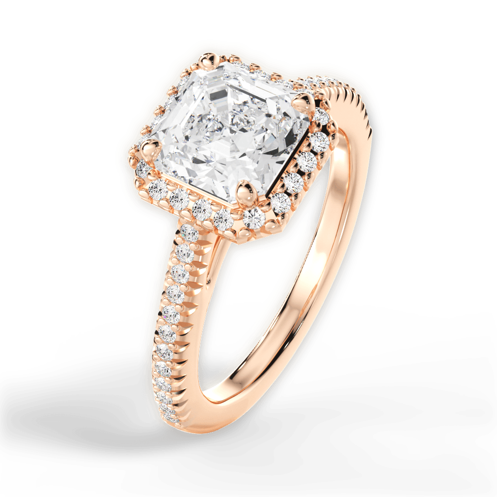 Jenny Asscher Cut Lab Grown Diamond 18Kt Rose Gold Engagement Ring - View 2