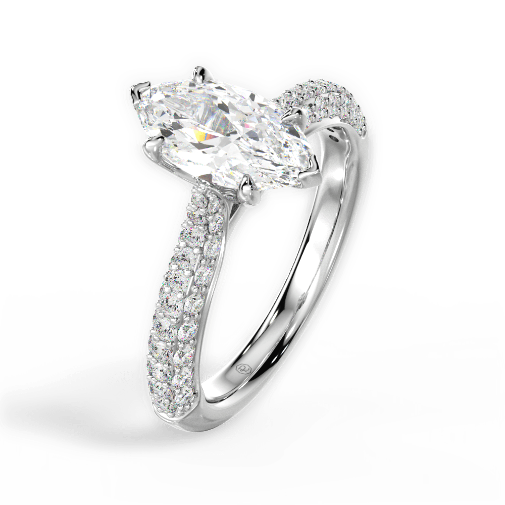 Kira Marquise Cut Lab Grown Diamond 14Kt White Gold Engagement Ring - View 4
