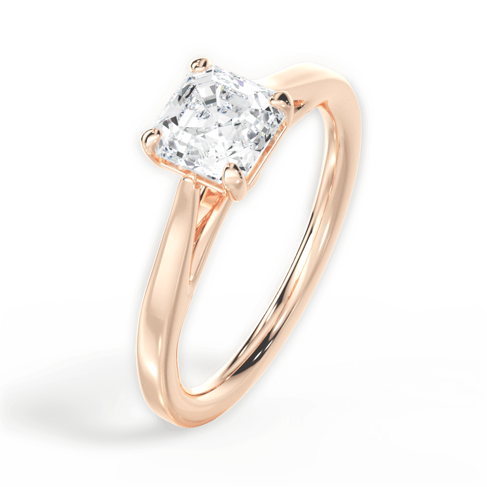 Angie Asscher Cut Lab Grown Diamond 18Kt Rose Gold Engagement Ring - View 4