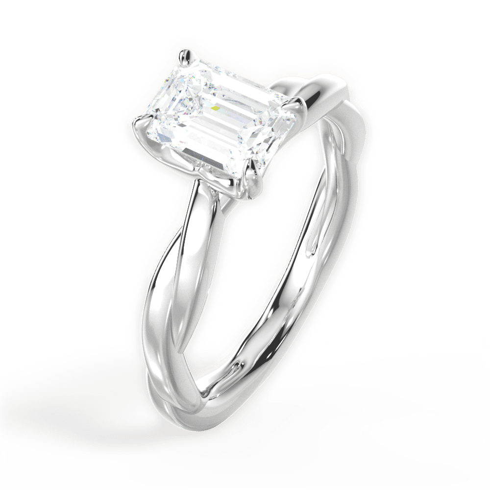 Bianca Emerald Cut Lab Grown Diamond 18Kt White Gold Engagement Ring - View 2