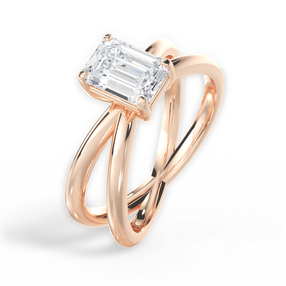 Ada Emerald Cut Lab Grown Diamond 18Kt Rose Gold Engagement Ring - View 3