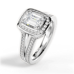 Mackenzie Emerald Cut Lab Grown Diamond 18Kt White Gold Engagement Ring - View 2
