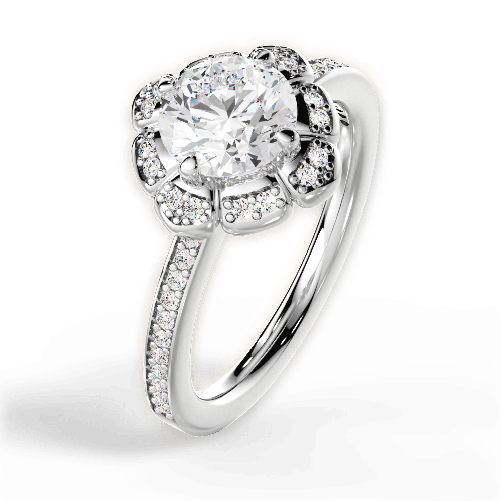 Hayley Round Cut Lab Grown Diamond 18Kt White Gold Engagement Ring - View 2