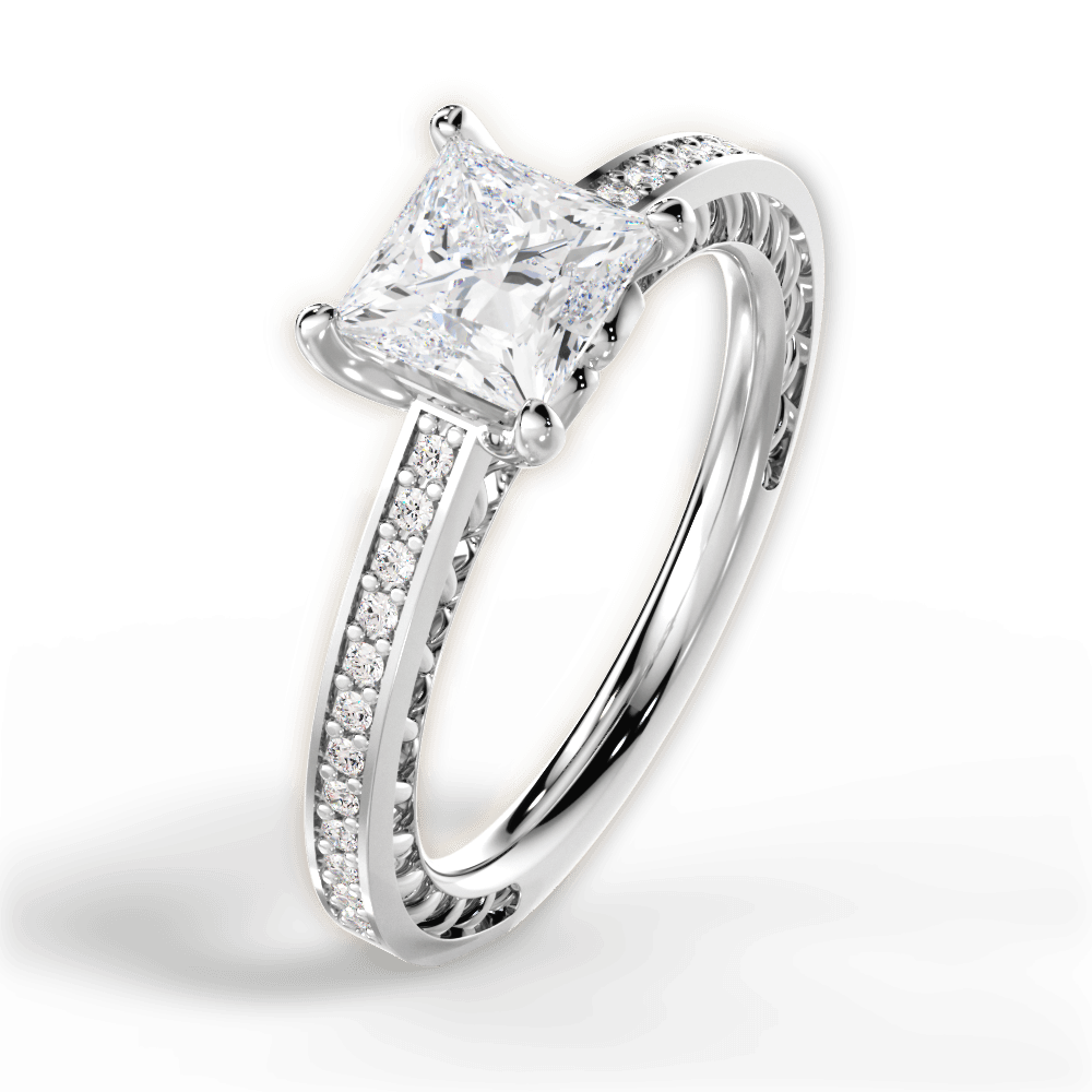 Donna Princess Cut Lab Grown Diamond Platinum Engagement Ring - View 3