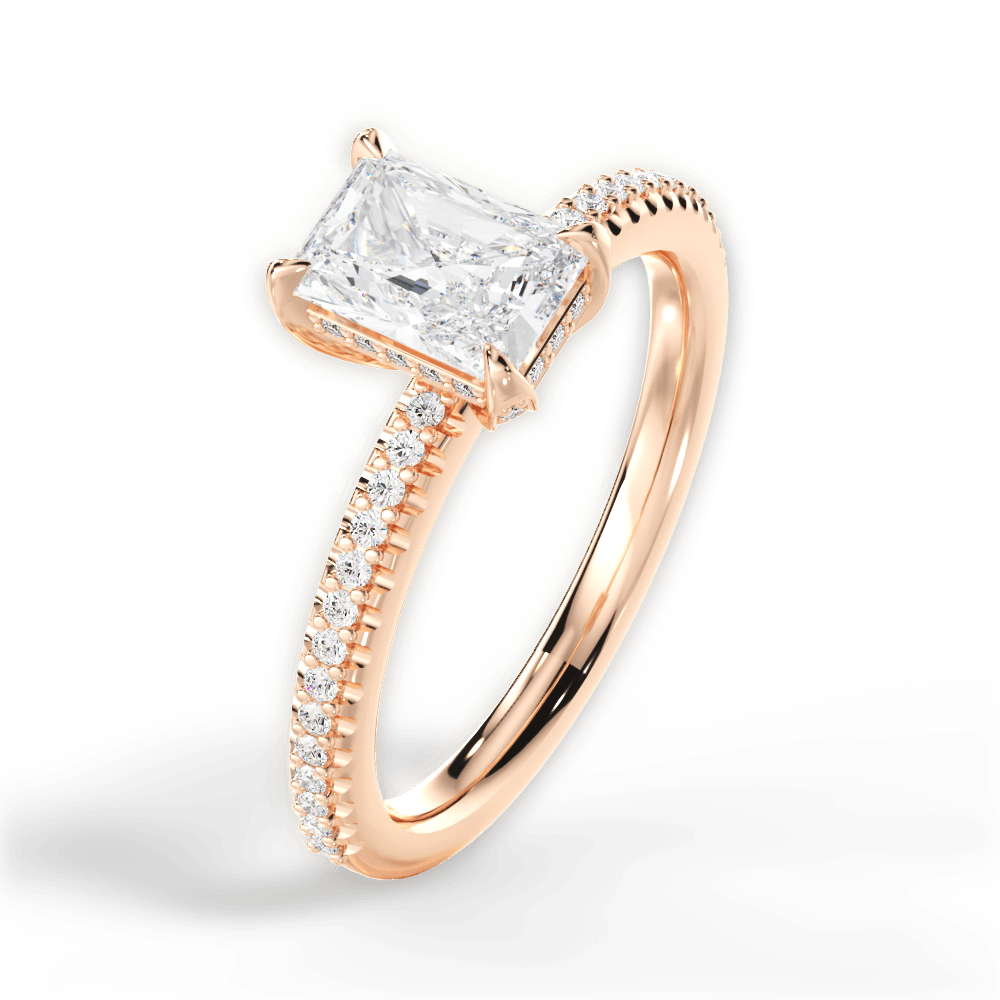 Helen Radiant Cut Lab Grown Diamond 18Kt Rose Gold Engagement Ring - View 4