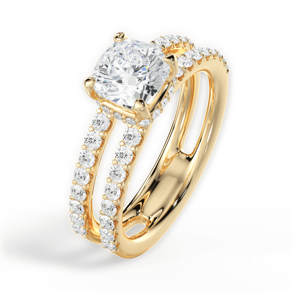 Christie Cushion Cut Lab Grown Diamond 18Kt Yellow Gold Engagement Ring - View 2