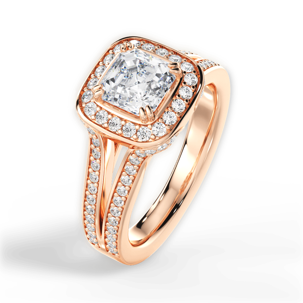 Mackenzie Asscher Cut Lab Grown Diamond 18Kt Rose Gold Engagement Ring - View 3