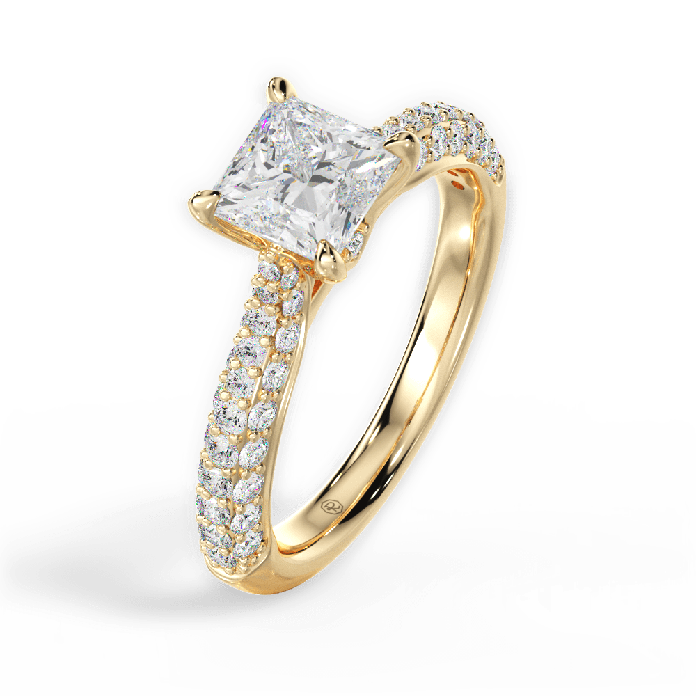 Kira Princess Cut Lab Grown Diamond 18Kt Yellow Gold Engagement Ring - View 4