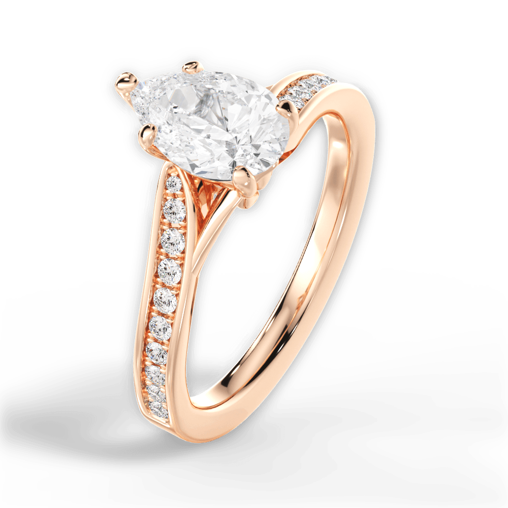 Elise Pear Cut Lab Grown Diamond 18Kt Rose Gold Engagement Ring - View 3