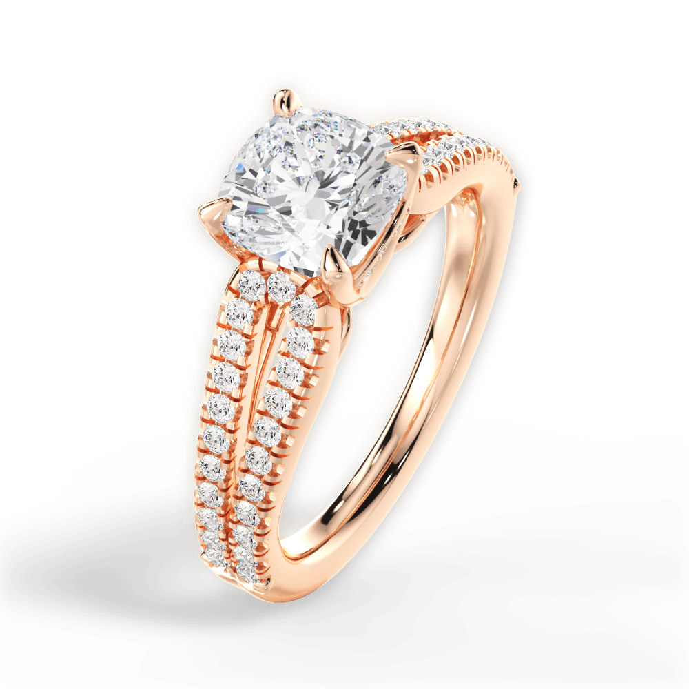 Jessica Cushion Cut Lab Grown Diamond 18Kt Rose Gold Engagement Ring - View 3