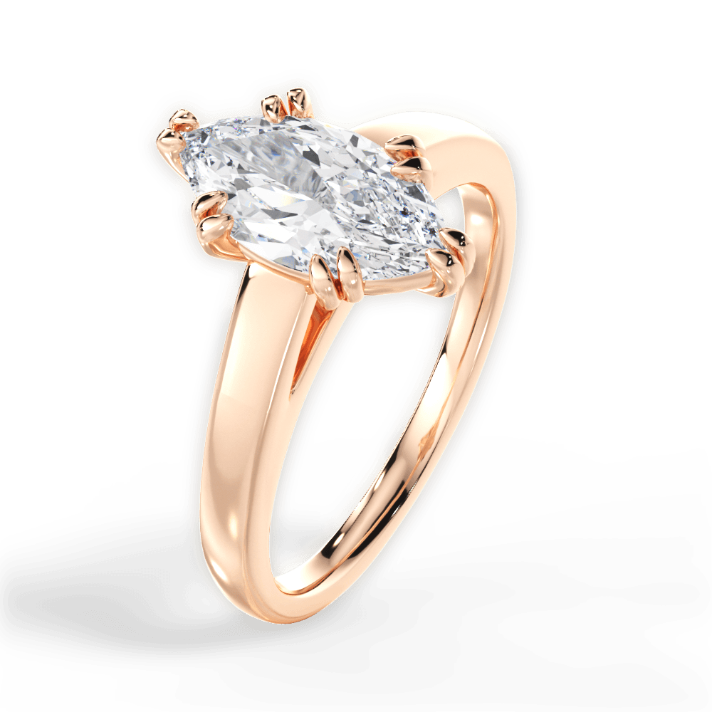 Courtney Marquise Cut Lab Grown Diamond 18Kt Rose Gold Engagement Ring - View 3