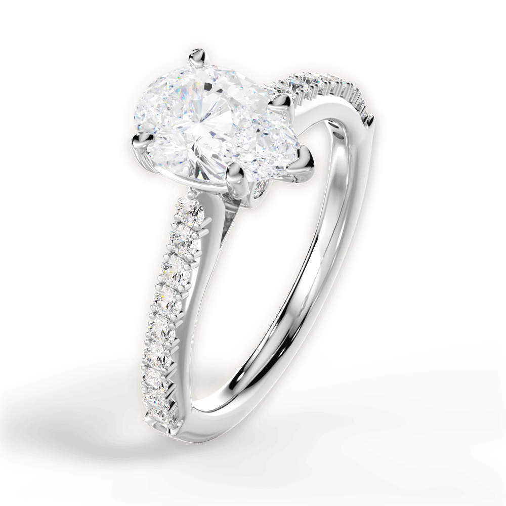 Frances Pear Cut Lab Grown Diamond 18Kt White Gold Engagement Ring - View 4