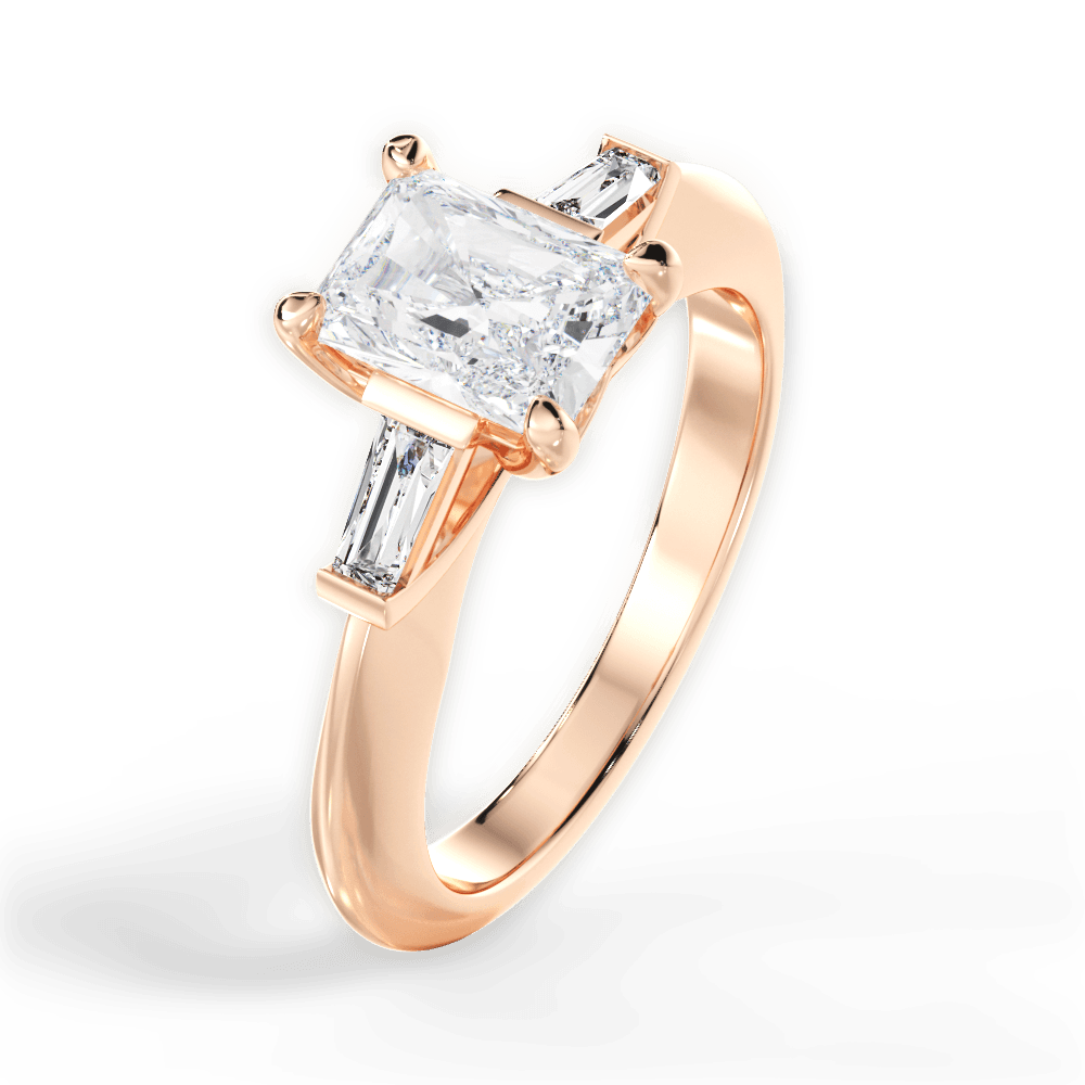 Emily Radiant Cut Lab Grown Diamond 18Kt Rose Gold Engagement Ring - View 4