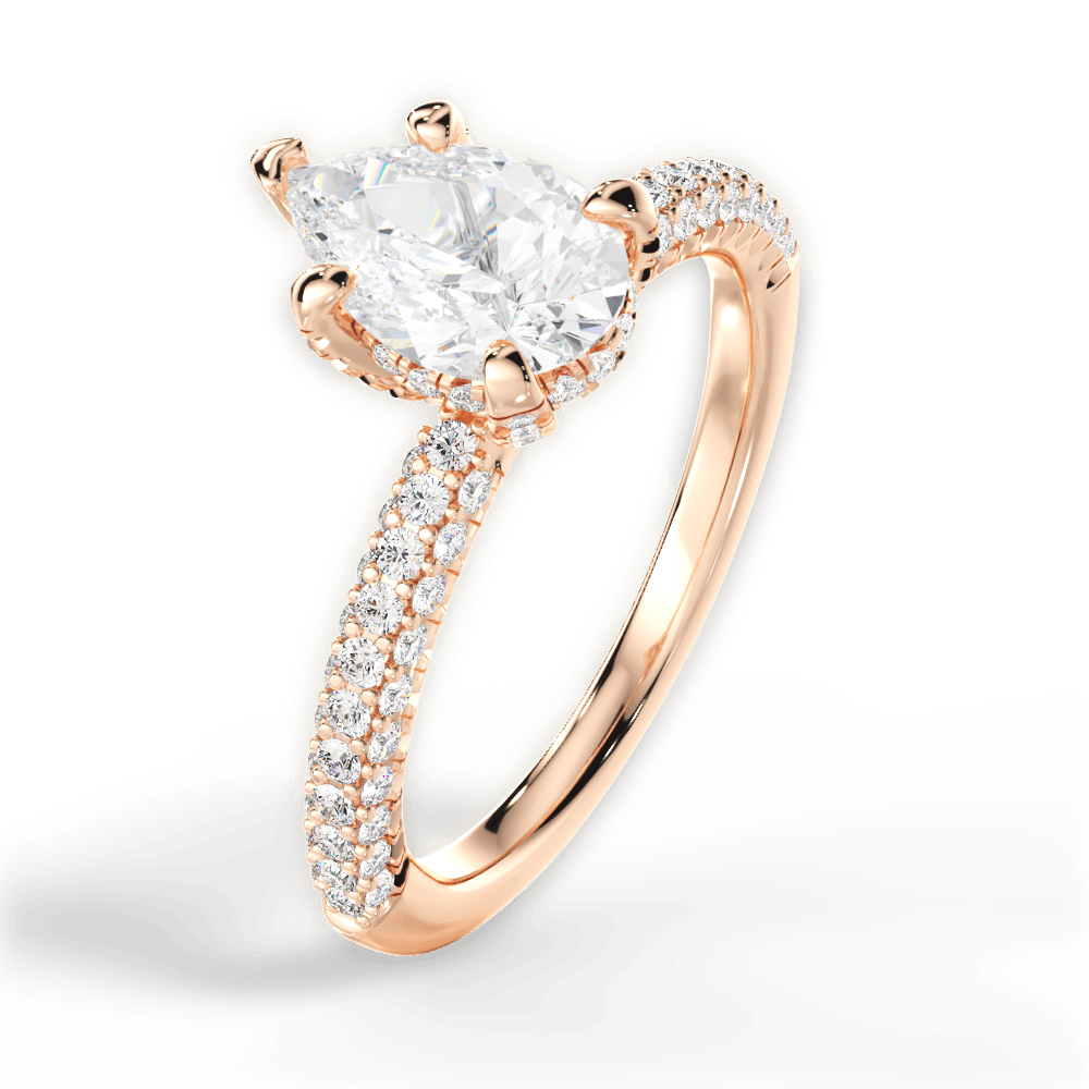 Lisa Pear Cut Lab Grown Diamond 18Kt Rose Gold Engagement Ring - View 4
