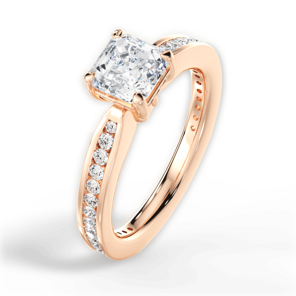Katelyn Asscher Cut Lab Grown Diamond 18Kt Rose Gold Engagement Ring - View 3