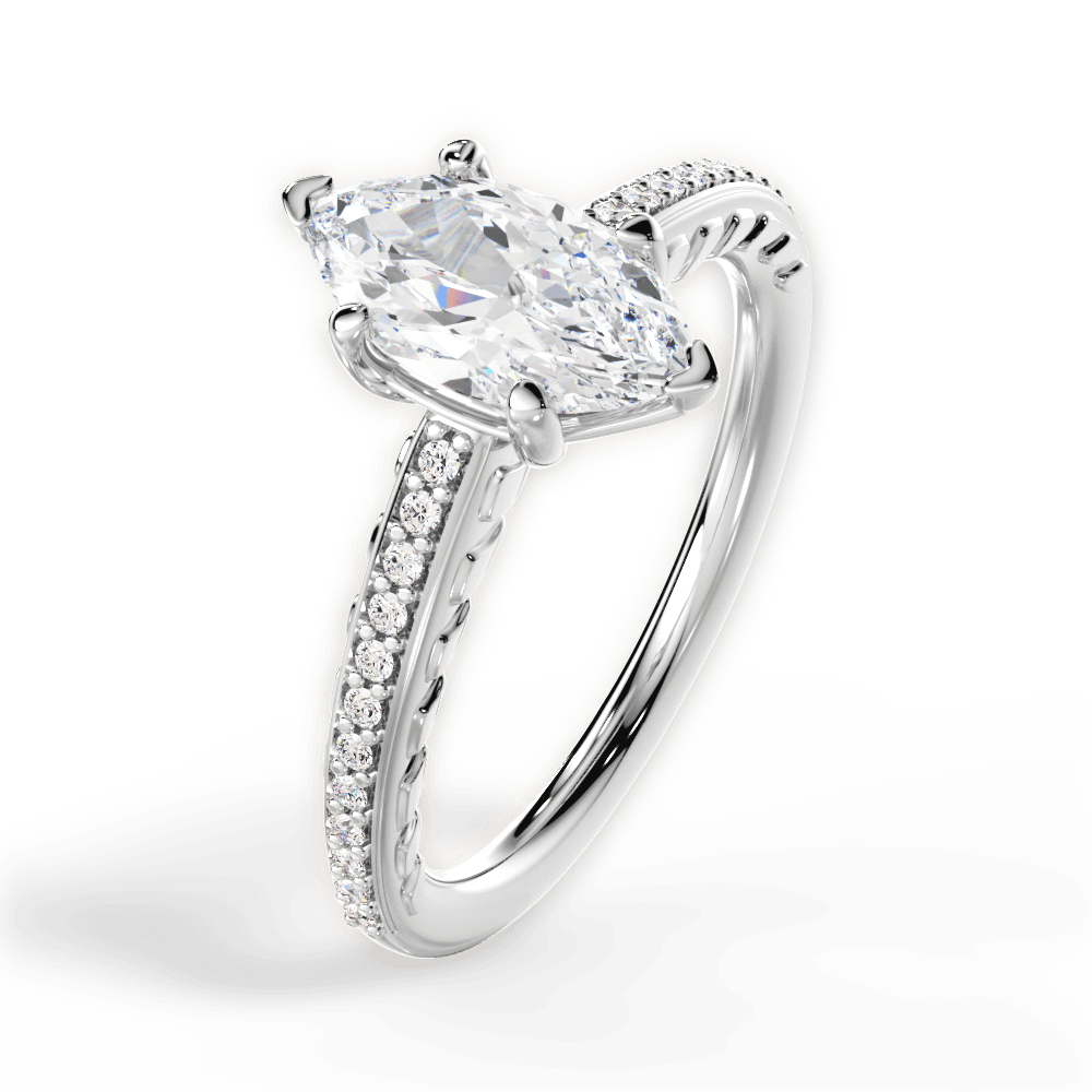 Caroline Marquise Cut Lab Grown Diamond Platinum Engagement Ring - View 4