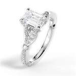 Geraldine Emerald Cut Lab Grown Diamond 18Kt White Gold Engagement Ring - View 4