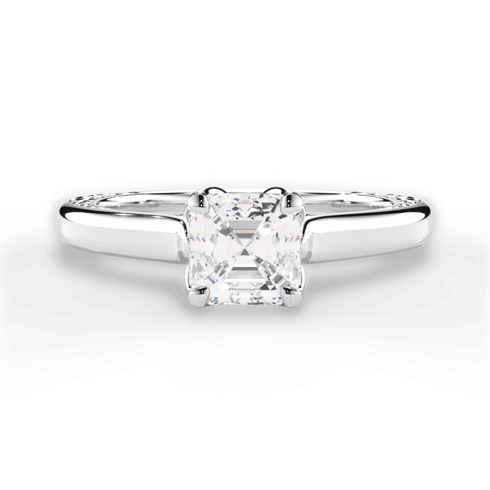 Carrie Asscher Cut Lab Grown Diamond 14Kt White Gold Engagement Ring