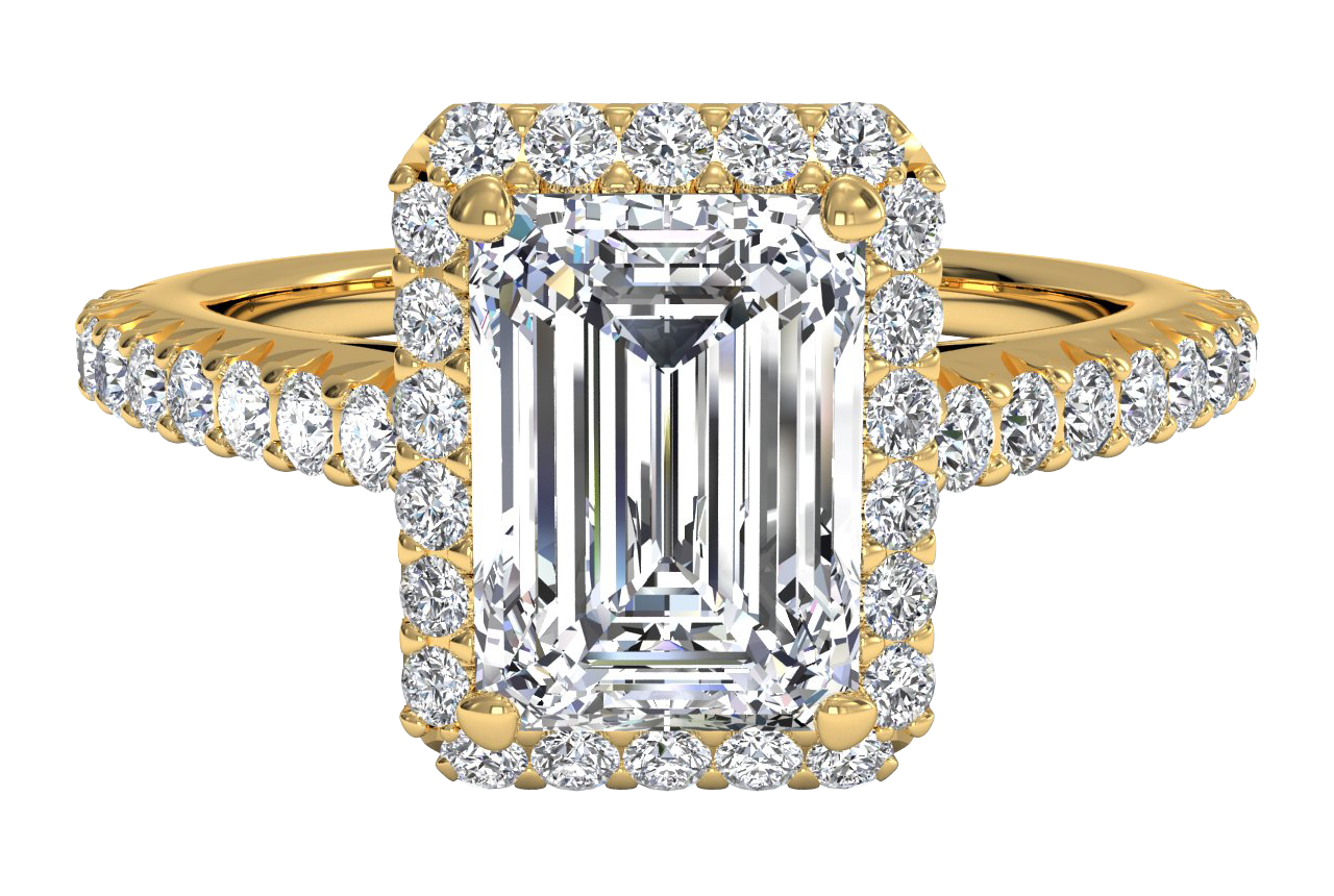 Kathleen Emerald Cut Lab Grown Diamond 18Kt Yellow Gold Engagement Ring
