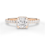 Isabella Asscher Cut Lab Grown Diamond 18Kt Rose Gold Engagement Ring