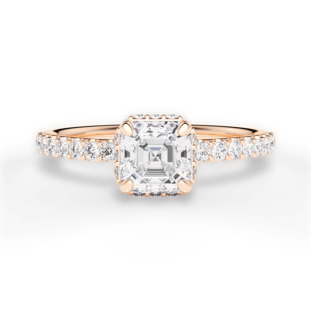 Isabella Asscher Cut Lab Grown Diamond 18Kt Rose Gold Engagement Ring