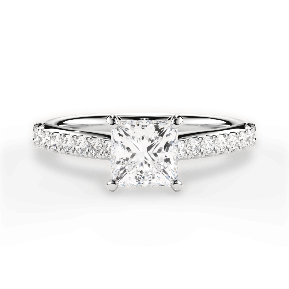 Elizabeth Princess Cut Lab Grown Diamond 18Kt White Gold Engagement Ring
