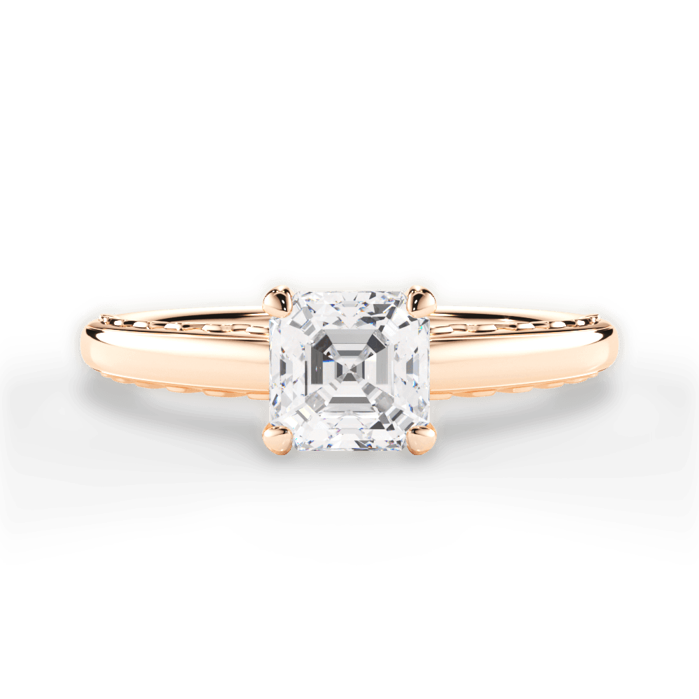 Annette Asscher Cut Lab Grown Diamond 18Kt Rose Gold Engagement Ring
