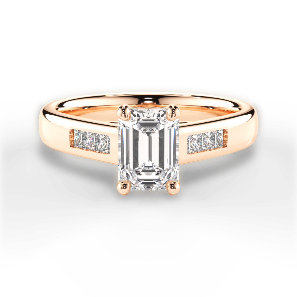 Brittany Emerald Cut Lab Grown Diamond 18Kt Rose Gold Engagement Ring
