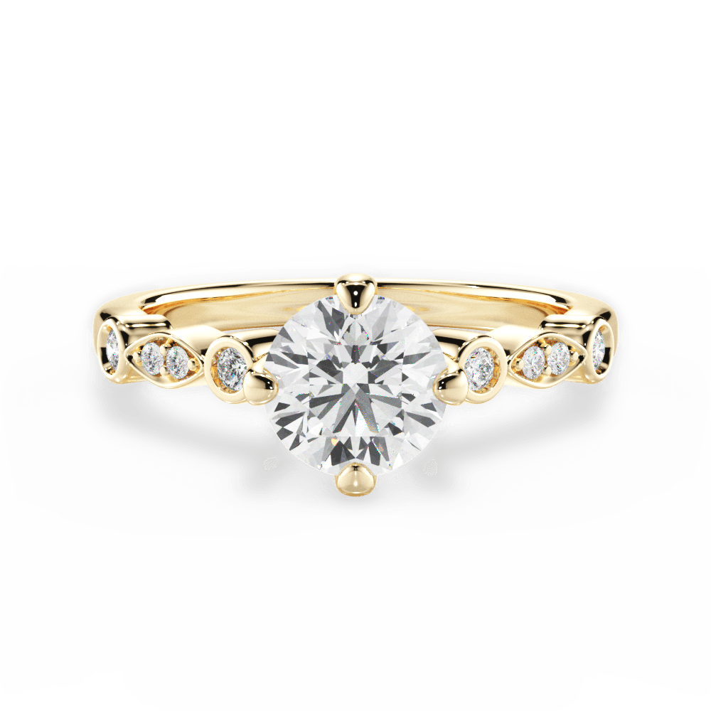 Catherine Round Cut Lab Grown Diamond 18Kt Yellow Gold Engagement Ring