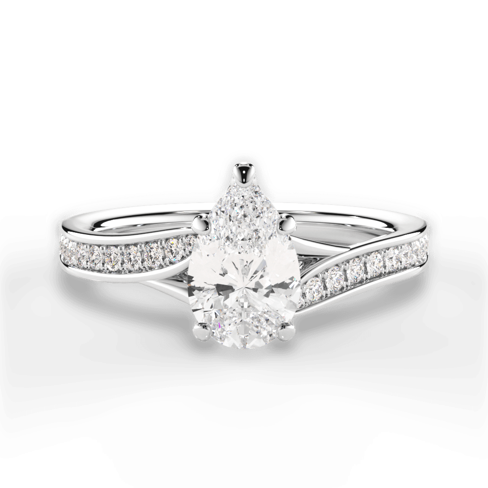 Elise Pear Cut Lab Grown Diamond 14Kt White Gold Engagement Ring