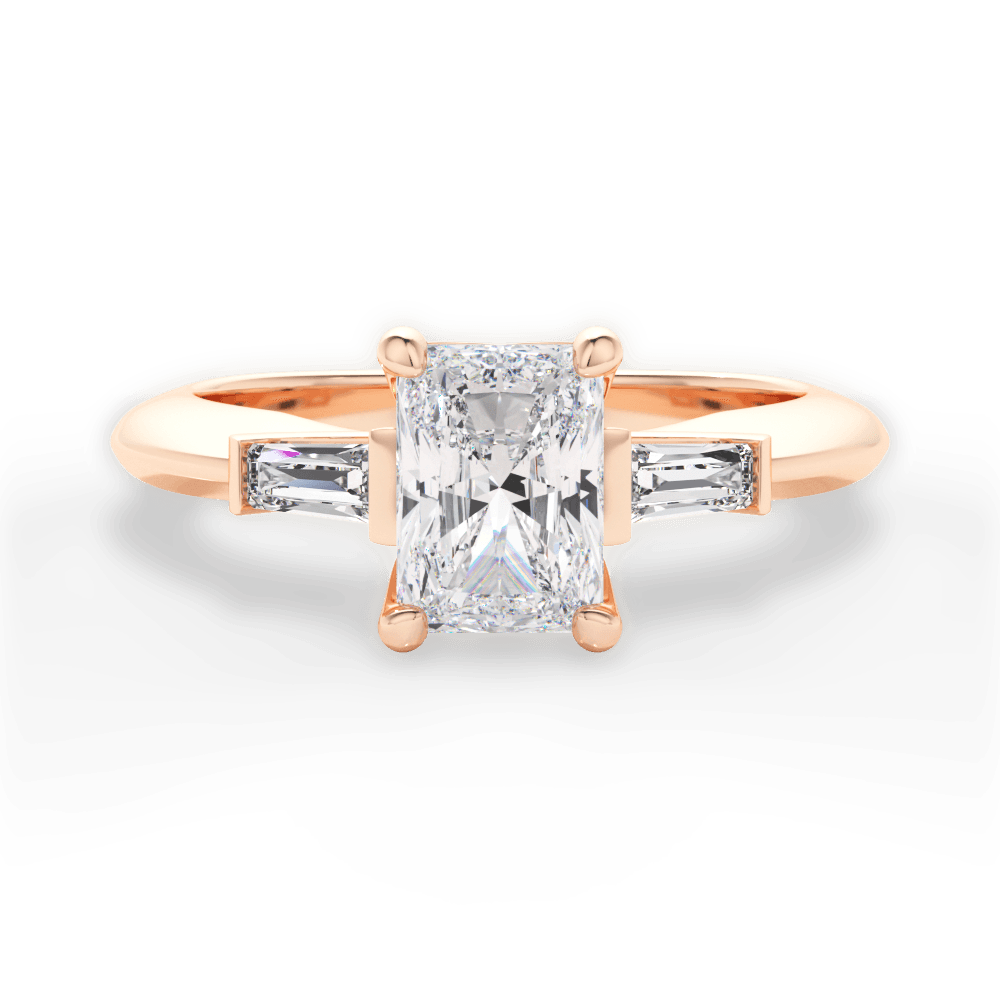 Emily Radiant Cut Lab Grown Diamond 18Kt Rose Gold Engagement Ring
