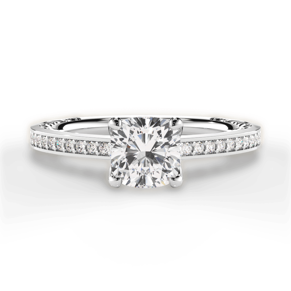 Donna Cushion Cut Lab Grown Diamond 18Kt White Gold Engagement Ring