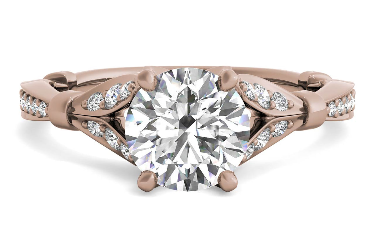 Geraldine Round Cut Lab Grown Diamond 18Kt Rose Gold Engagement Ring